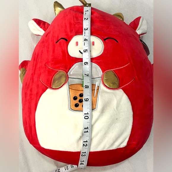 Squishmallows Baiden Red Dragon Plush Gold Accents with Boba Drink NWT - Picture 15 of 16